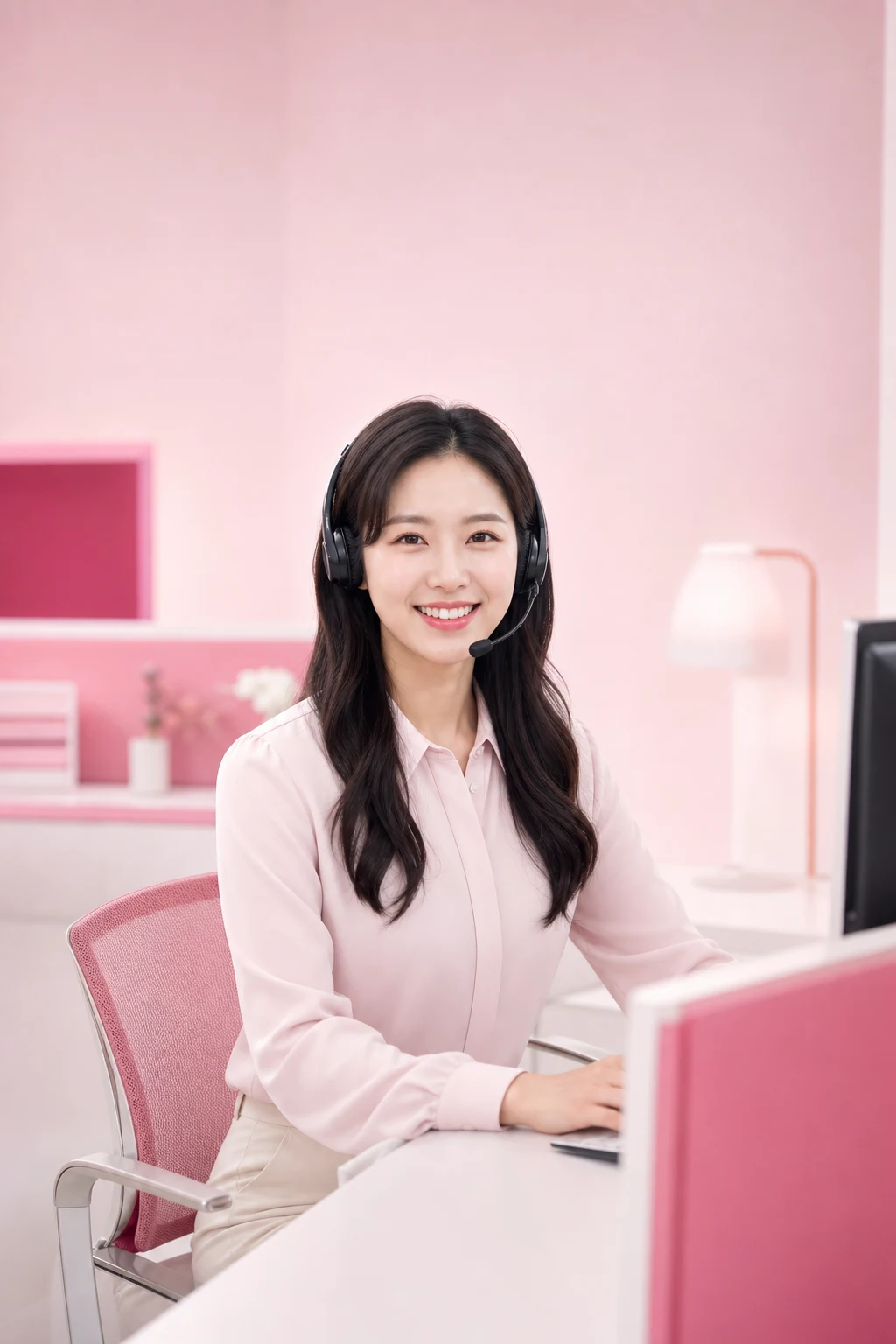 국민카드 카드깡 국민카드카드깡 다음머니 24시간 전화 문자 상담을 안내하는 헤드셋 여성 상담원 인물